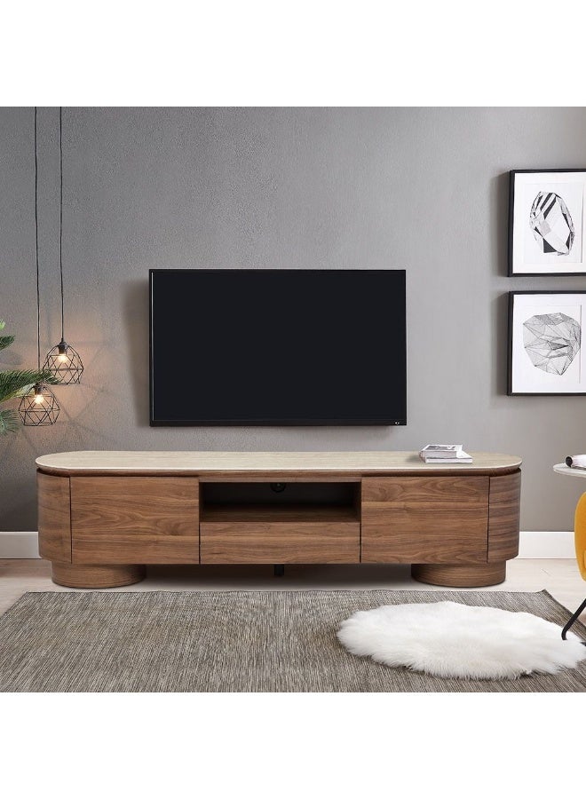 DANUBE HOME Austria Tv Unit Up To 75 Inches Tv Entertainment Modern Design Wall Unit Furniture Wooden Tv Stand For Living Room Bedroom- Tural Walnut  - Image 5