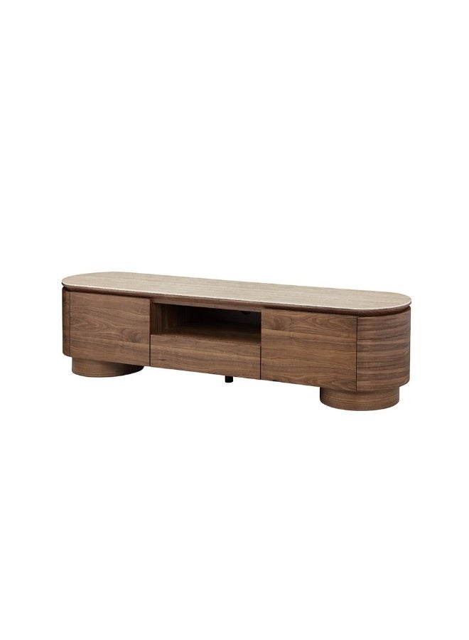 DANUBE HOME Austria Tv Unit Up To 75 Inches Tv Entertainment Modern Design Wall Unit Furniture Wooden Tv Stand For Living Room Bedroom- Tural Walnut  - Image 4