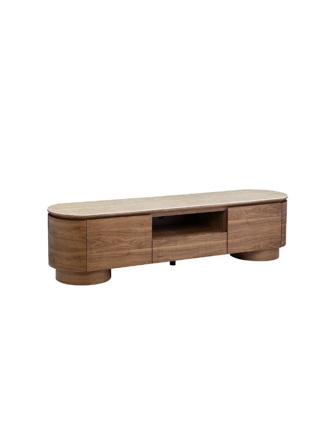 DANUBE HOME Austria Tv Unit Up To 75 Inches Tv Entertainment Modern Design Wall Unit Furniture Wooden Tv Stand For Living Room Bedroom- Tural Walnut  - Image 2
