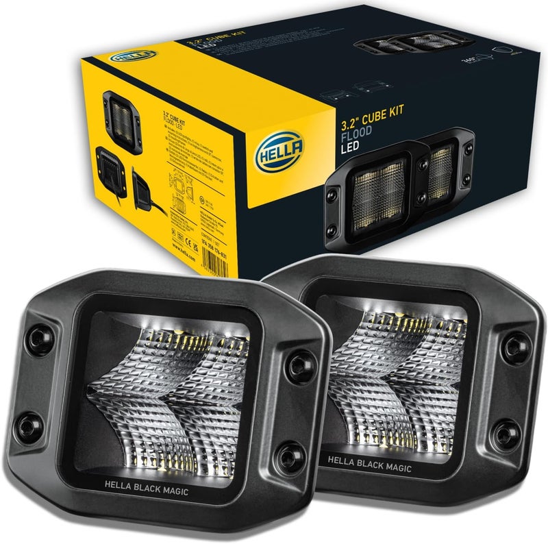 HELLA Black Magic LED Cube Kit 3.2" - Off Road Driving Lights for Jeep Truck SUV ATV - Image 1