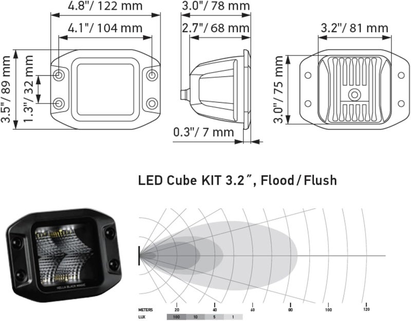 HELLA Black Magic LED Cube Kit 3.2" - Off Road Driving Lights for Jeep Truck SUV ATV - Image 5