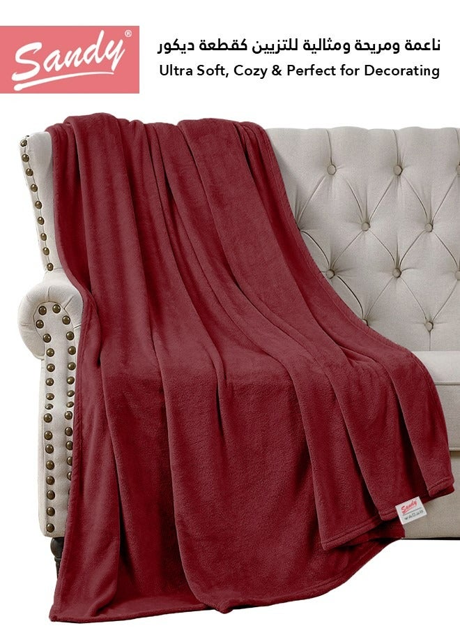 ساندي بطانية ساندي الناعمة, مايكروفايبر عالي الجودة بنمط الفلانيل, ناعمة ودافئة بوزن مثالي, مناسبة للسرير, الاريكة, الكرسي وديكور المنزل, مقاس مفرد 220x170 سم, عودي - Image 1
