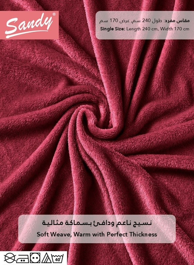 ساندي بطانية ساندي الناعمة, مايكروفايبر عالي الجودة بنمط الفلانيل, ناعمة ودافئة بوزن مثالي, مناسبة للسرير, الاريكة, الكرسي وديكور المنزل, مقاس مفرد 220x170 سم, عودي - Image 5