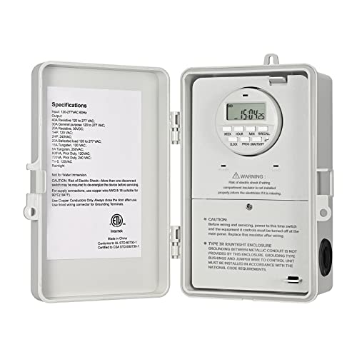 DEWENWILS Pool Pump Timer, Digital Timer Box, 2HP 40A 120-277 VAC, 7-Day 20 ON/Off Programmable Timer Switch for Water Heater, Pool Pump, SPA, Motor, ETL Listed - Image 1