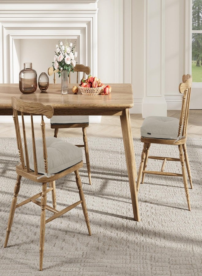 idee-home مجموعة وسائد كراسي الطعام من إيدي هوم، 4 قطع، وسائد كراسي مطبخ منجدة على شكل حرف U مع أربطة وظهر مانع للانزلاق، وسائد مقاعد، 16.5 × 16.5 بوصة، بيج - Image 5