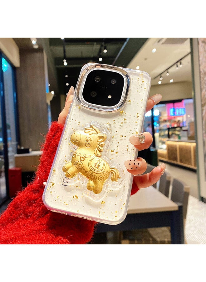 Gurrs New Year Limited Edition Transparent Ultra-thin Full-coverage Shockproof Creative National Trend Gold Foil Phone Case For Iqoo 15, Uni