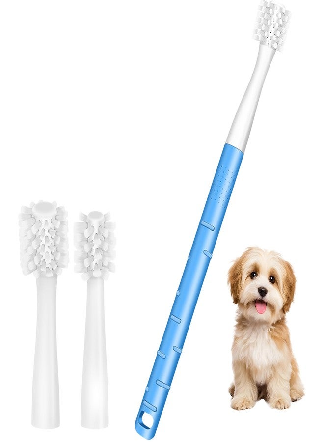 KOPBTBOY Dog Toothbrush, Dog Toothbrushs Kit with 2pc 360 Degree Tooth Brushing Head and Premium Non-Slip Handle, for Small to Medium Dogs, Soft-Bristled - Image 1