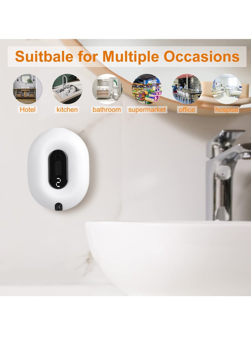 SYOSI Automatic Soap Foam Dispenser Wall-Mounted - Touchless Sensor Soap Foam Dispenser, 2 Levels of Adjustable Foam Amount, for Kitchen Bathroom Hotel 280ml/9.5oz (White)  - Image 4