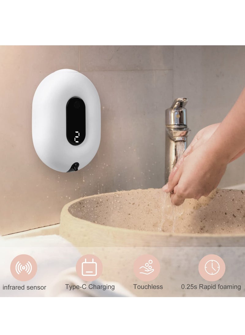 SYOSI Automatic Soap Foam Dispenser Wall-Mounted - Touchless Sensor Soap Foam Dispenser, 2 Levels of Adjustable Foam Amount, for Kitchen Bathroom Hotel 280ml/9.5oz (White)  - Image 3