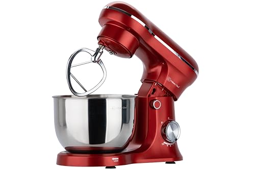 CULINARY CHEF Retro Electric Stand Mixer, 4.75 Quart / 4.5L, 8 Speeds with Whisk, Dough Hook, Flat Beater Attachments, Splash Guard (RED) - Image 2