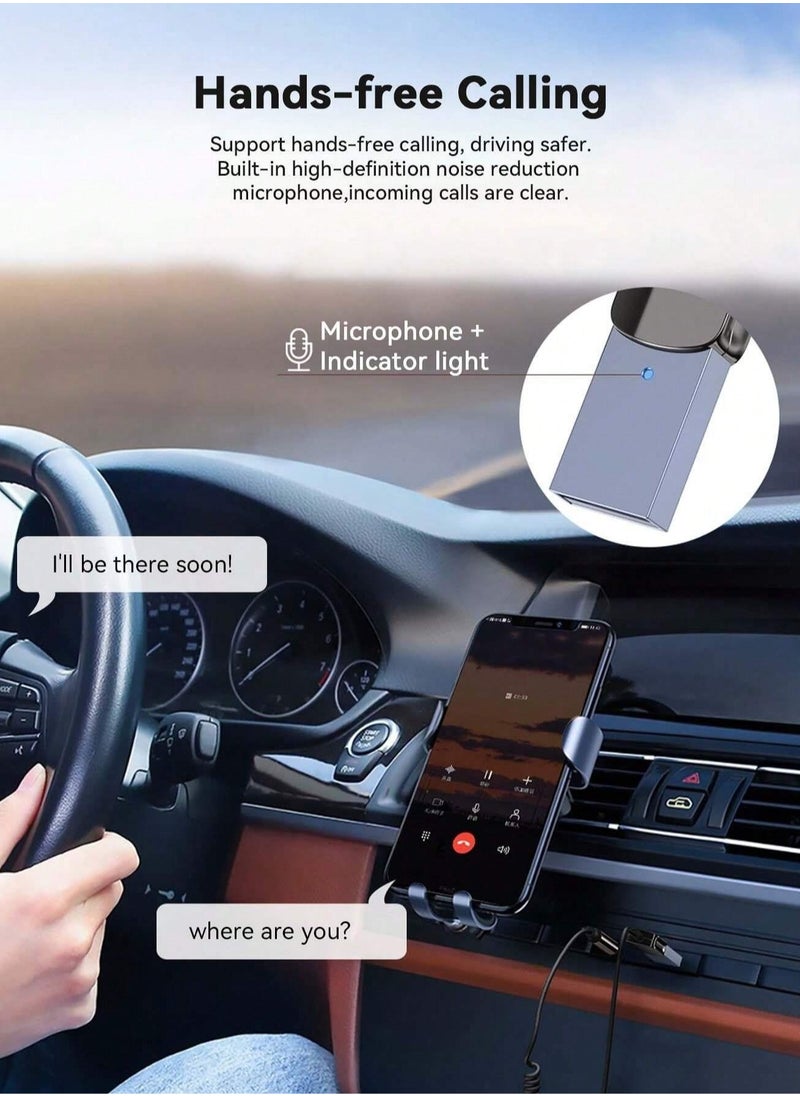 ESSAGER - Bluetooth Adapter for Car【Upgraded Bluetooth 5.0】Car Bluetooth Receiver USB & 3.5mm Aux Bluetooth Car with Built-in Microphone Bluetooth Aux Adapter for Hands Free Calls, Car Music and Speaker - Image 1