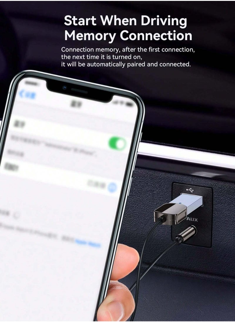 ESSAGER - Bluetooth Adapter for Car【Upgraded Bluetooth 5.0】Car Bluetooth Receiver USB & 3.5mm Aux Bluetooth Car with Built-in Microphone Bluetooth Aux Adapter for Hands Free Calls, Car Music and Speaker - Image 1