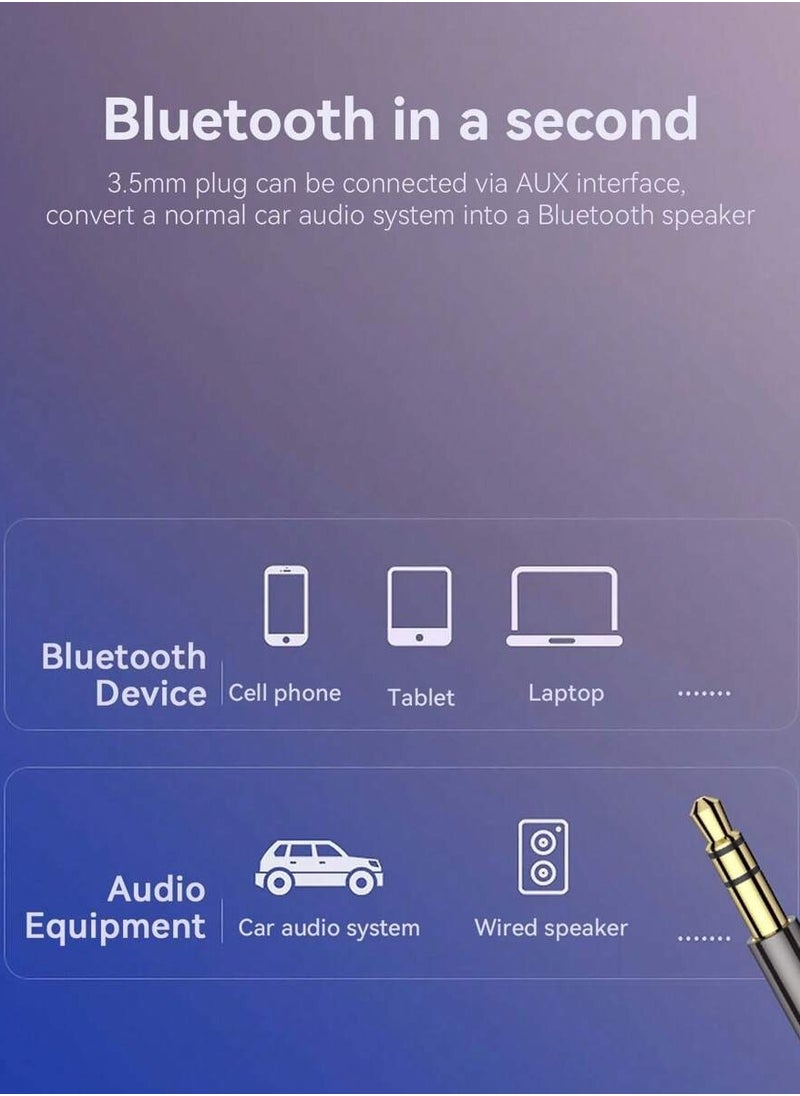 ESSAGER - Bluetooth Adapter for Car【Upgraded Bluetooth 5.0】Car Bluetooth Receiver USB & 3.5mm Aux Bluetooth Car with Built-in Microphone Bluetooth Aux Adapter for Hands Free Calls, Car Music and Speaker - Image 1