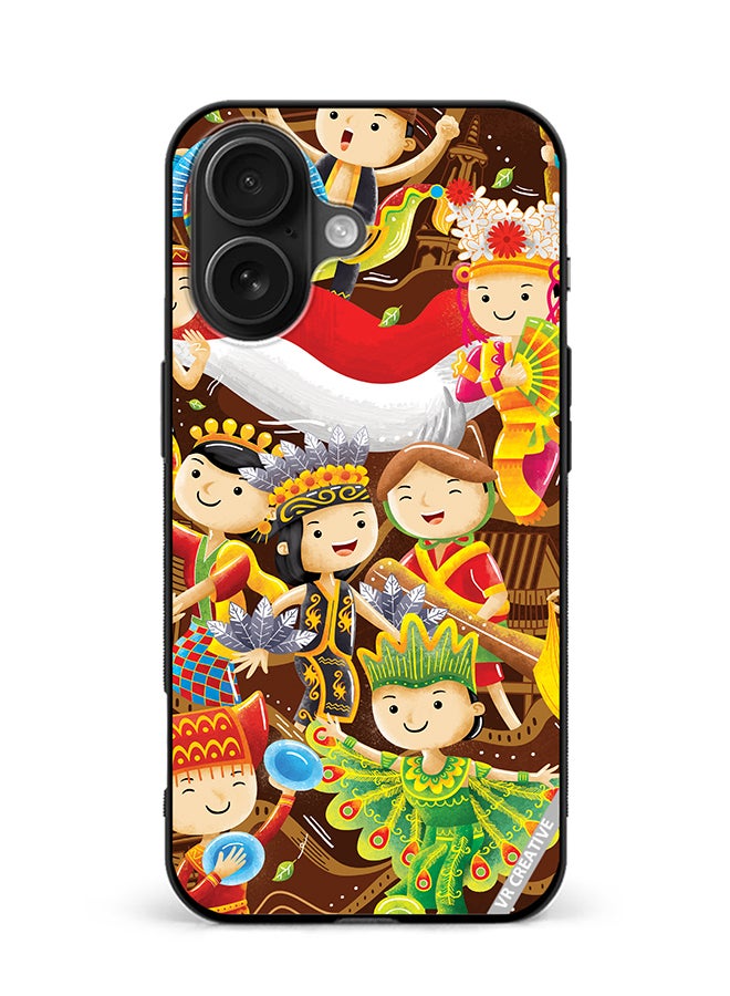 VR CREATIVE Protective Case Cover For Apple iPhone 16 Indonesian Cartoon Design Multicolour