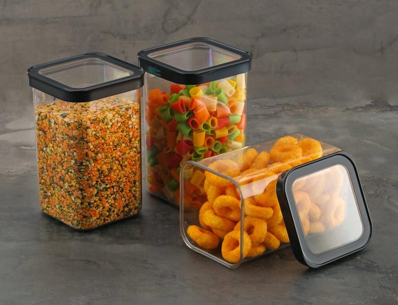 Kitchwell Unbreakable Airtight Plastic Unbreakable Square Containers | Kitchen Containers Set | Home and Kitchen Storage Boxes & Kitchen Accessories Items - (1100 ML, 06) - Image 2