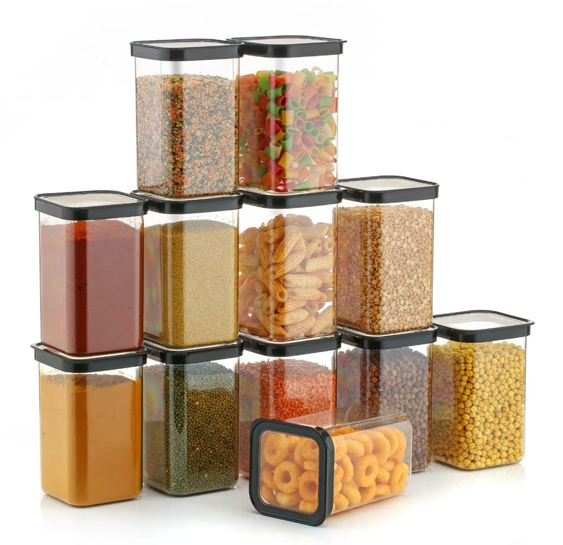 Kitchwell Unbreakable Airtight Plastic Unbreakable Square Containers | Kitchen Containers Set | Home and Kitchen Storage Boxes & Kitchen Accessories Items - (1100 ML, 06) - Image 1