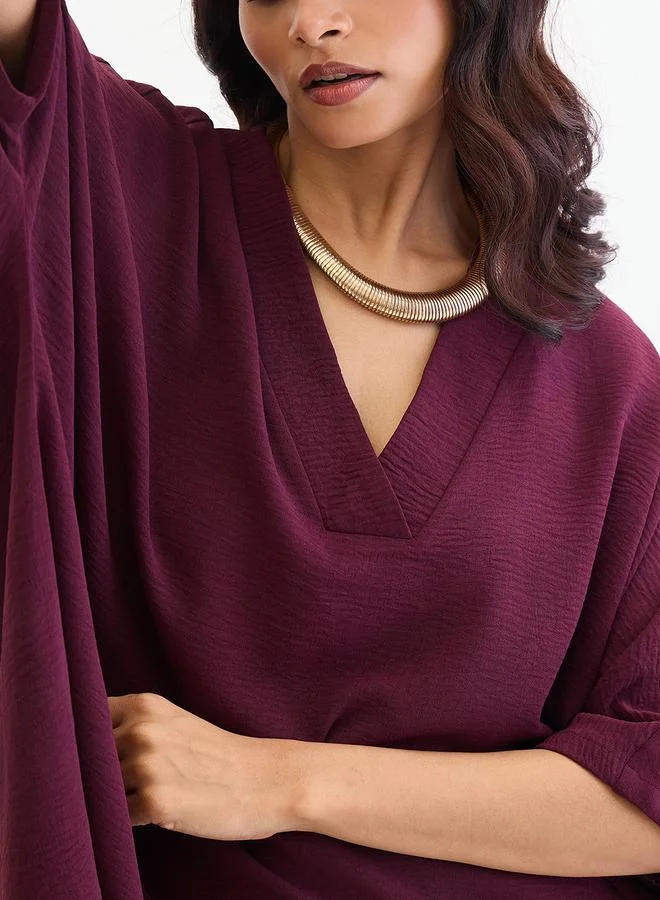 Femmella  Purple Asymmetric Hem Top and Trousers Co-Ords for Women | Best Price UAE