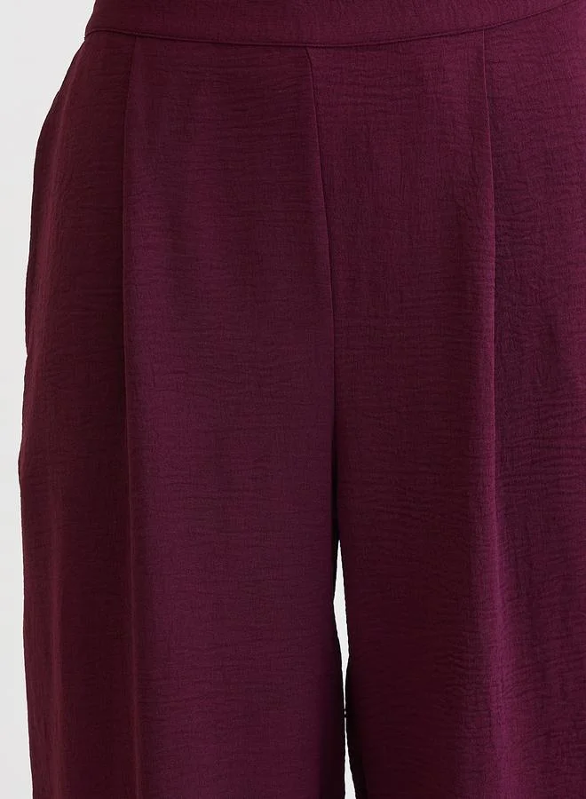 Femmella  Purple Asymmetric Hem Top and Trousers Co-Ords for Women | Best Price UAE