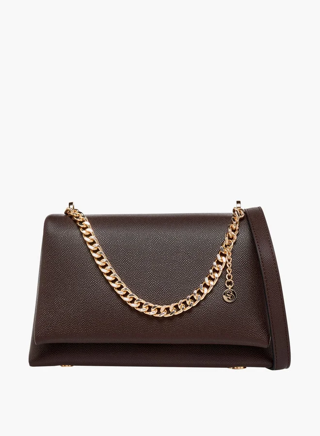 Celeste Solid Crossbody Bag with Adjustable Strap and Chain Detail