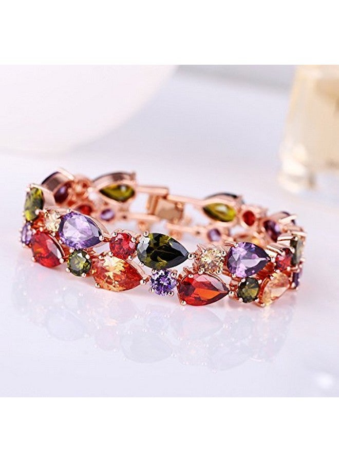 YouBella Jewellery Set Multi-Color AAA Swiss Zircon Rose Gold Crystal Necklace Pendant Ring Bracelet Bangle and Earrings Jewellery Combo for Girls and Women (Bracelet) - Image 2