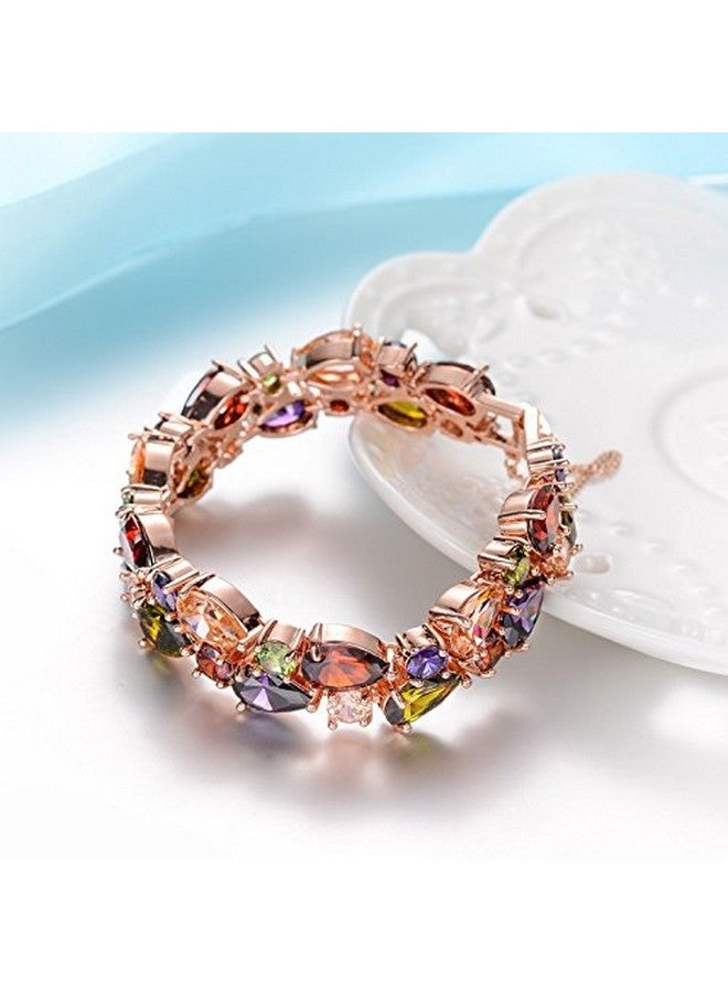 YouBella Jewellery Set Multi-Color AAA Swiss Zircon Rose Gold Crystal Necklace Pendant Ring Bracelet Bangle and Earrings Jewellery Combo for Girls and Women (Bracelet) - Image 5
