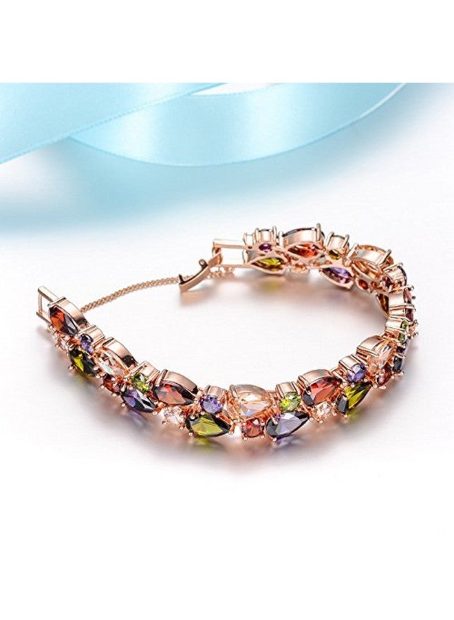 YouBella Jewellery Set Multi-Color AAA Swiss Zircon Rose Gold Crystal Necklace Pendant Ring Bracelet Bangle and Earrings Jewellery Combo for Girls and Women (Bracelet) - Image 4