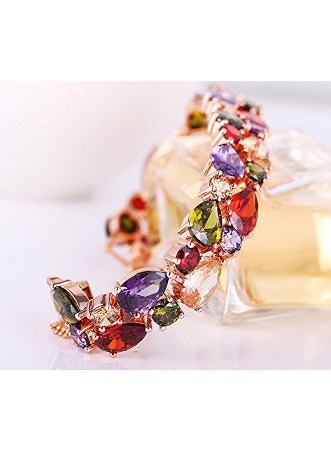 YouBella Jewellery Set Multi-Color AAA Swiss Zircon Rose Gold Crystal Necklace Pendant Ring Bracelet Bangle and Earrings Jewellery Combo for Girls and Women (Bracelet) - Image 3