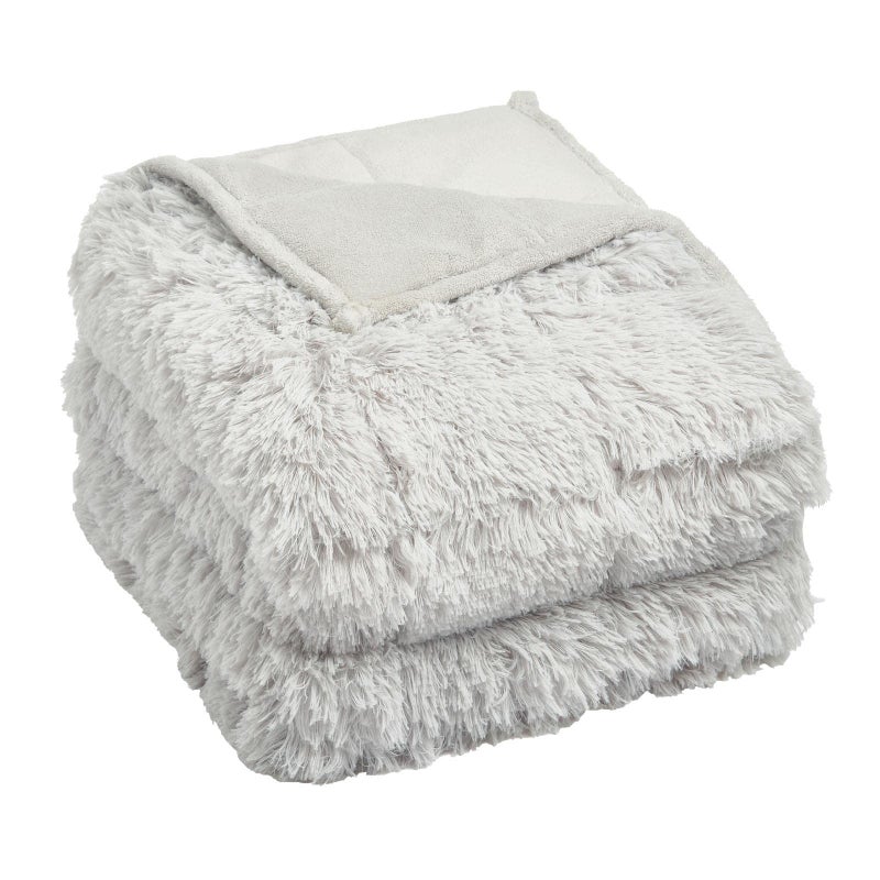Sienna Fluffy Long Fleece Shaggy Coral Sensory Adults Weighted Blanket Reversible Sleep Throw  Silver 150 x 200cm  8kg SBWEFLUSI02 Silver Grey 150 x 200cm 8kg176lb
