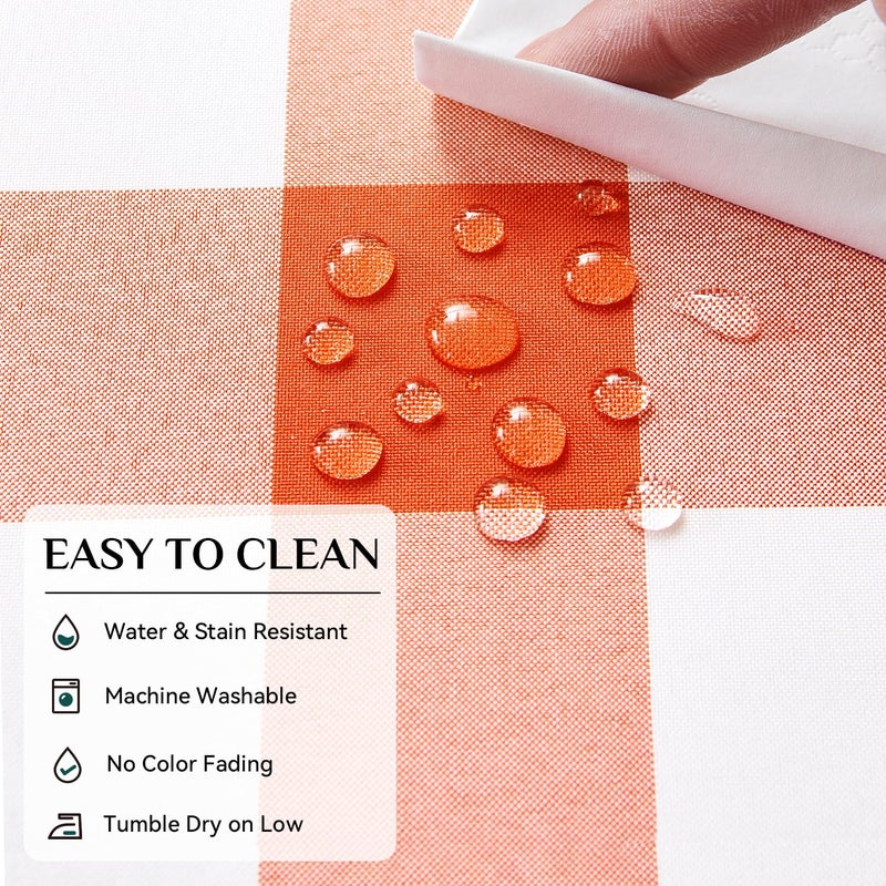 Softalker Halloween Gingham Checkered Square Tablecloth - Waterproof Buffalo Plaid Table Cloth Stain Resistant Washable Table Cover for Picnic/Camping/Outdoor - Orange and White  54 x 54 Inch - Image 4