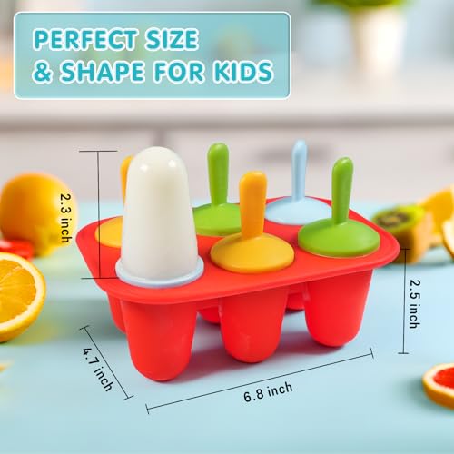 Miaowoof Silicone Popsicles Molds for Toddlers, 6-Cavity Non-BPA Premium Silicone Small Popsicle Molds, Ice Pop Mold with 6 Colorful Reusable Sticks for Kids (Red) - Image 5