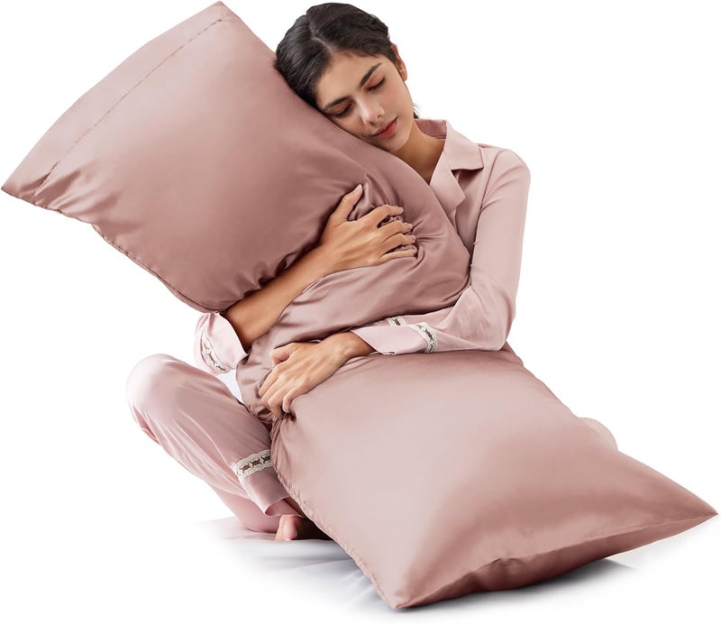 Love's cabin Satin Body Pillow Pillowcase, Similar to Silk Body Pillow Cover with Envelope Closure, Silky Cooling Long Pillowcases for Hair and Skin, 20x54 inches, Burlwood - Image 1