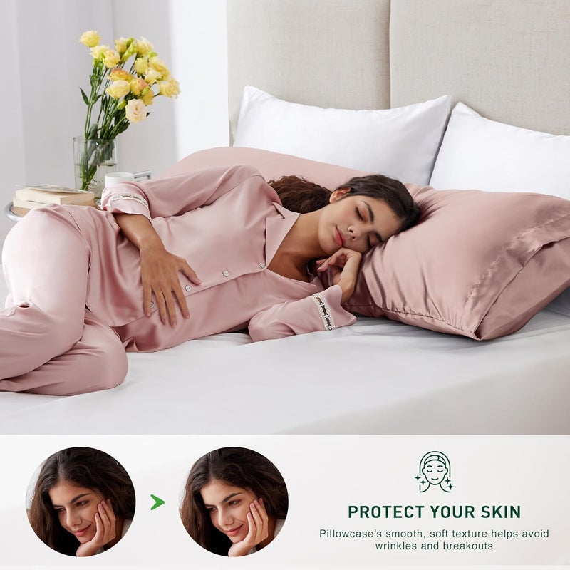 Love's cabin Satin Body Pillow Pillowcase, Similar to Silk Body Pillow Cover with Envelope Closure, Silky Cooling Long Pillowcases for Hair and Skin, 20x54 inches, Burlwood - Image 3