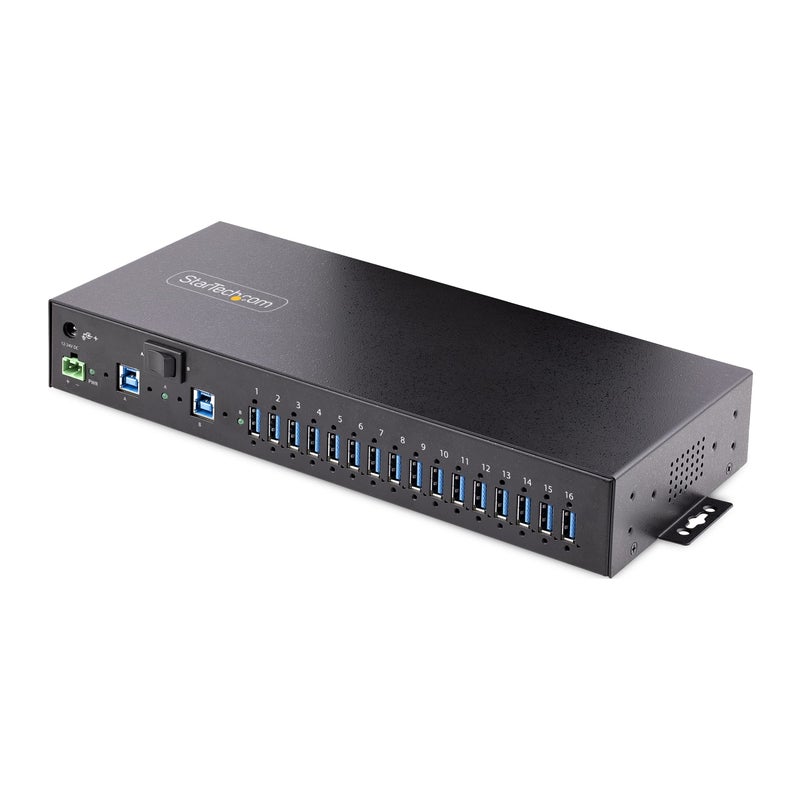 Startech.com StarTechcom 16Port Industrial USB 30 Hub 5Gbps Metal DINSurfaceRack Mountable ESD Protection Terminal Block Power up to 120W Shared USB Charging DualHost HubSwitch TAA - Image 2