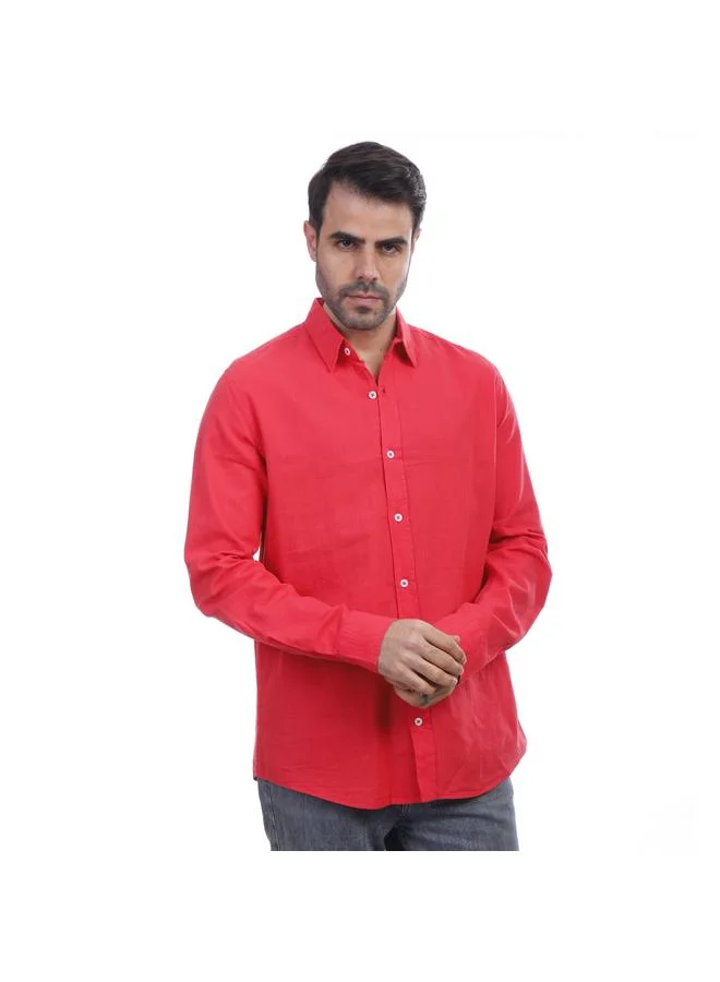 كوب قميص كتان بأكمام طويلة