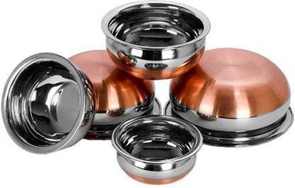 Nirvika Stainless Steel Copper Bottom Handi Set/biryani Handi/Vessel or tapeli for Cooking & Serving, Cookware Set - Capacity : 350ml, 500ml, 750ml, 1100ml, and 1500ml- 5 Pieces - Image 3