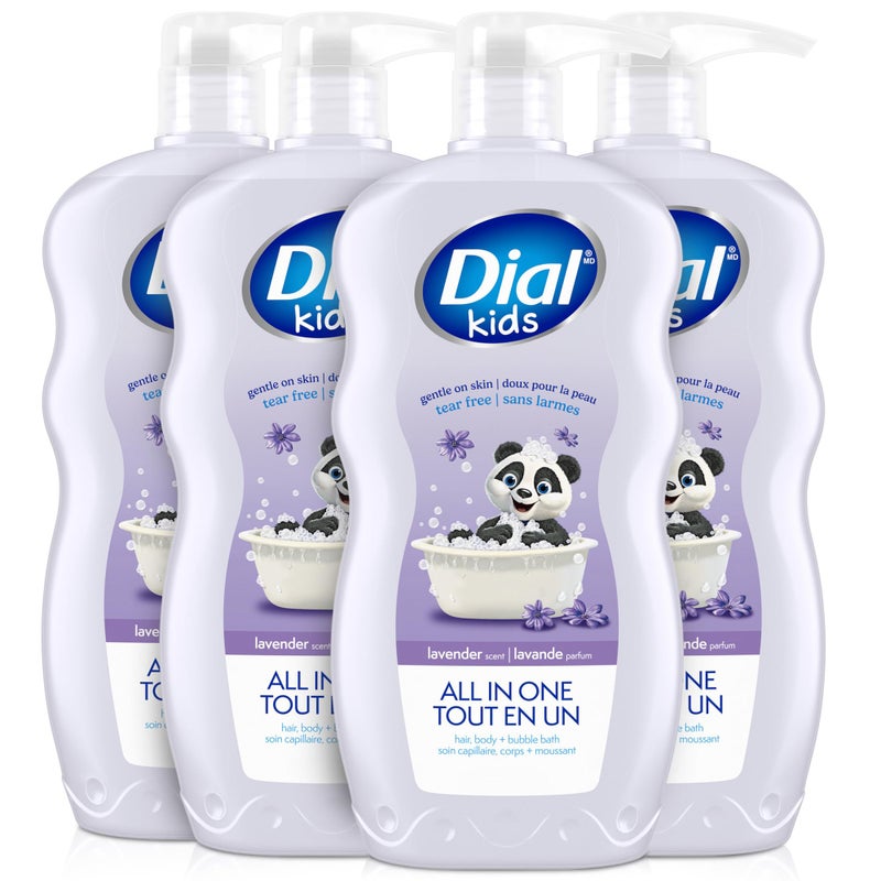 Dial Kids 3in1 BodyHairBubble Bath Lavender Scent 24 fl oz Pack of 4