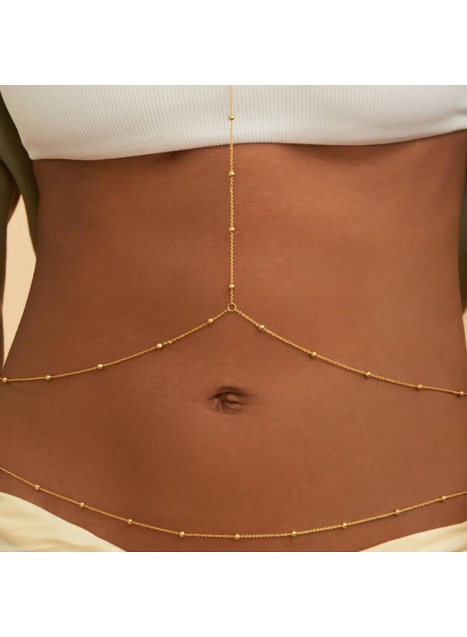 Gold Plated Body Chain for Women, Layered Bikini Waist Chain | Sexy Rhinestone Body Jewelry, Chest Belly Chain, Adjustable Fit, Crossover Design, Summer Beach Parties and Vacations - Image 3