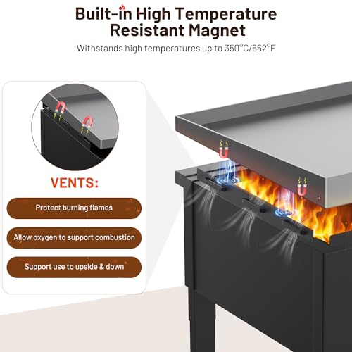 Keten Wind Guard for 36 inch Blackstone Griddle, 2-In-1 Side Guard for Use Upside & Down, Magnetic Stainless Steel Wind Screen to Protect Flames Compatible with Side Shelf, Rear Grease Cup and Hood - Image 2