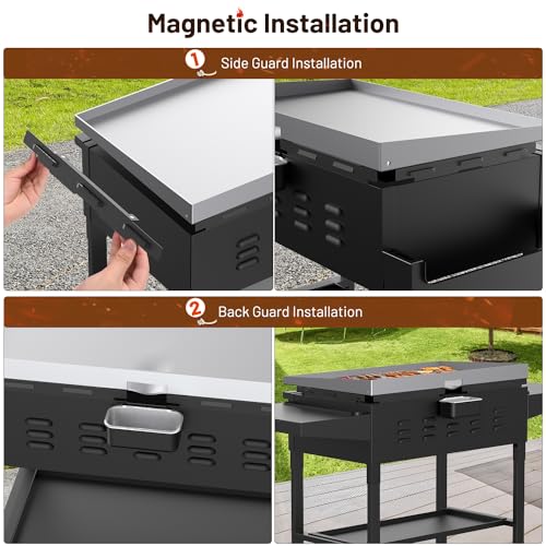 Keten Wind Guard for 36 inch Blackstone Griddle, 2-In-1 Side Guard for Use Upside & Down, Magnetic Stainless Steel Wind Screen to Protect Flames Compatible with Side Shelf, Rear Grease Cup and Hood - Image 5