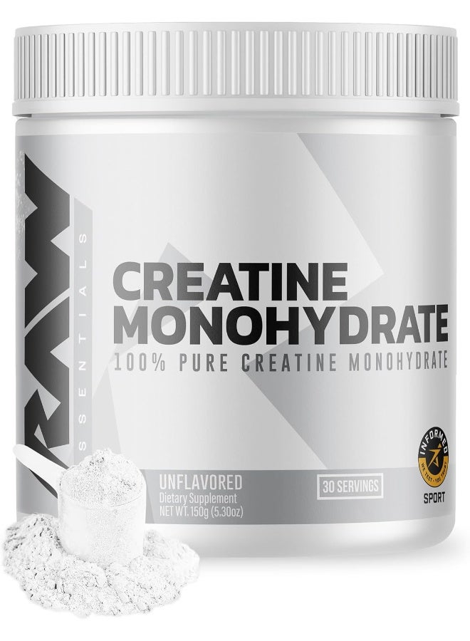Raw Creatine Monohydrate Powder, Unflavored, 30 Servings - Image 1