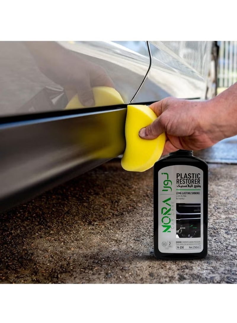 Nora Plastic Restorer for Cars – Interior & Exterior Shine and Trim Renewal – 250ml  - Image 3