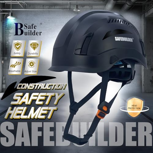SAFEBUILDER Safety Helmet Hard Hats Construction Head Protection 6Point Suspension Lightweight Work OutdoorIndustrial ANSI Approved ANSI Type 1 Class CVented Black - Image 3