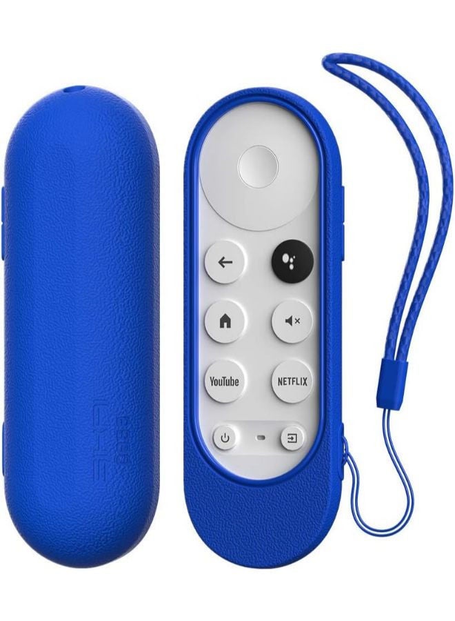 SIKAI Silicone Case for Chromecast with Google TV HD 2022/(4K) 2021 Voice Remote, Shockproof Protective Cover for 2020 Chromecast Voice Remote, Skin-Frienldy, Washable, Anti-Lost with Loop (Blue)