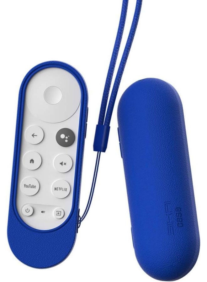 SIKAI Silicone Case for Chromecast with Google TV HD 2022/(4K) 2021 Voice Remote, Shockproof Protective Cover for 2020 Chromecast Voice Remote, Skin-Frienldy, Washable, Anti-Lost with Loop (Blue)