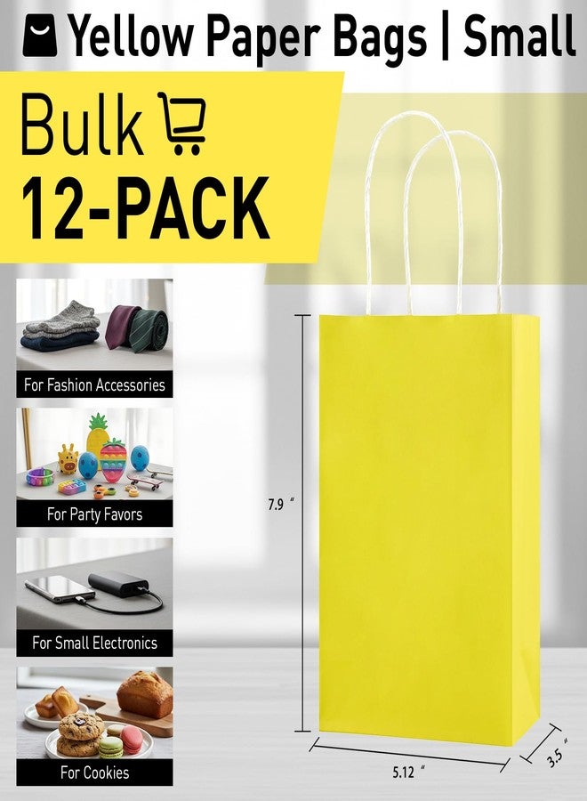 SUNCOLOR 12-Pack 8" Yellow Gift Bags with Handles - Small Party Favor Bags for Birthday, Wedding, Holiday, and Events - Image 3