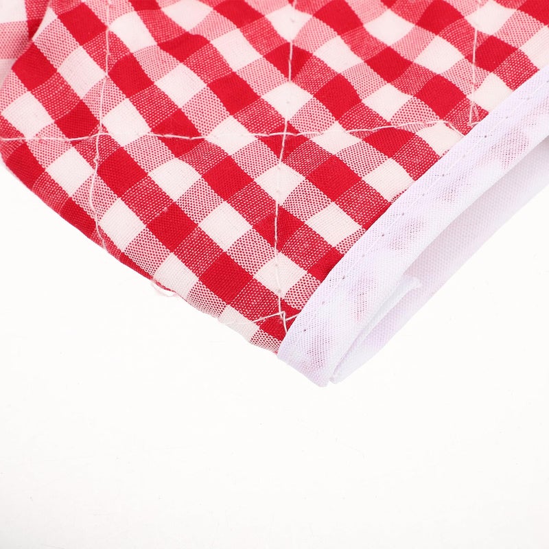 قفازات فرن مقاومة للحرارة منقوشة باللون الأحمر ووسائد أواني للطهي والخبز والشواء - Image 4