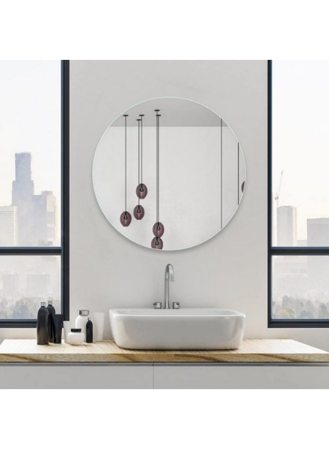 12'' Round Self Adhesive Circle Glass Mirror HD Large Makeup Mirror Frameless Decoration Wall Mirror for Bathroom, Bedroom, Living Room, Door etc - Image 3