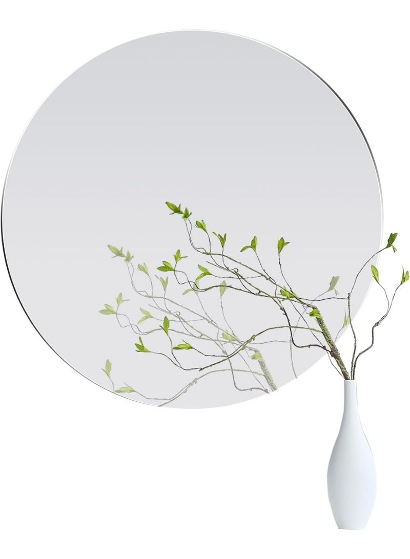 12'' Round Self Adhesive Circle Glass Mirror HD Large Makeup Mirror Frameless Decoration Wall Mirror for Bathroom, Bedroom, Living Room, Door etc - Image 1