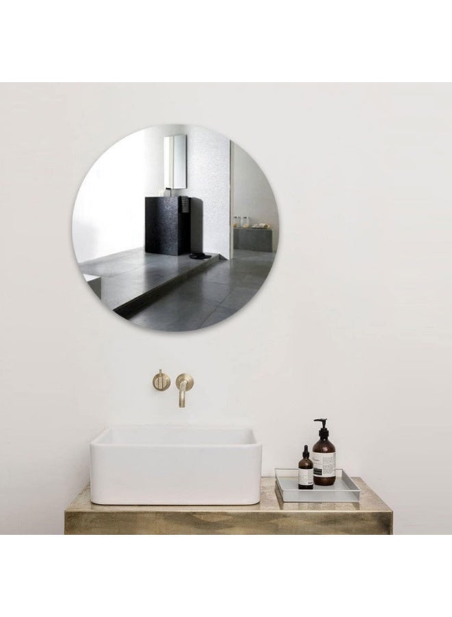 12'' Round Self Adhesive Circle Glass Mirror HD Large Makeup Mirror Frameless Decoration Wall Mirror for Bathroom, Bedroom, Living Room, Door etc - Image 2