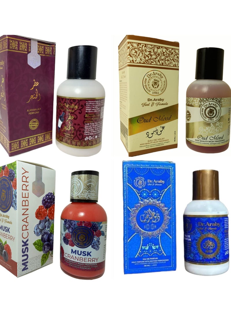 DR ARABY Perfume milky Dr. Arabic 4 different perfumes, the size of the piece is 135 ml - Image 1